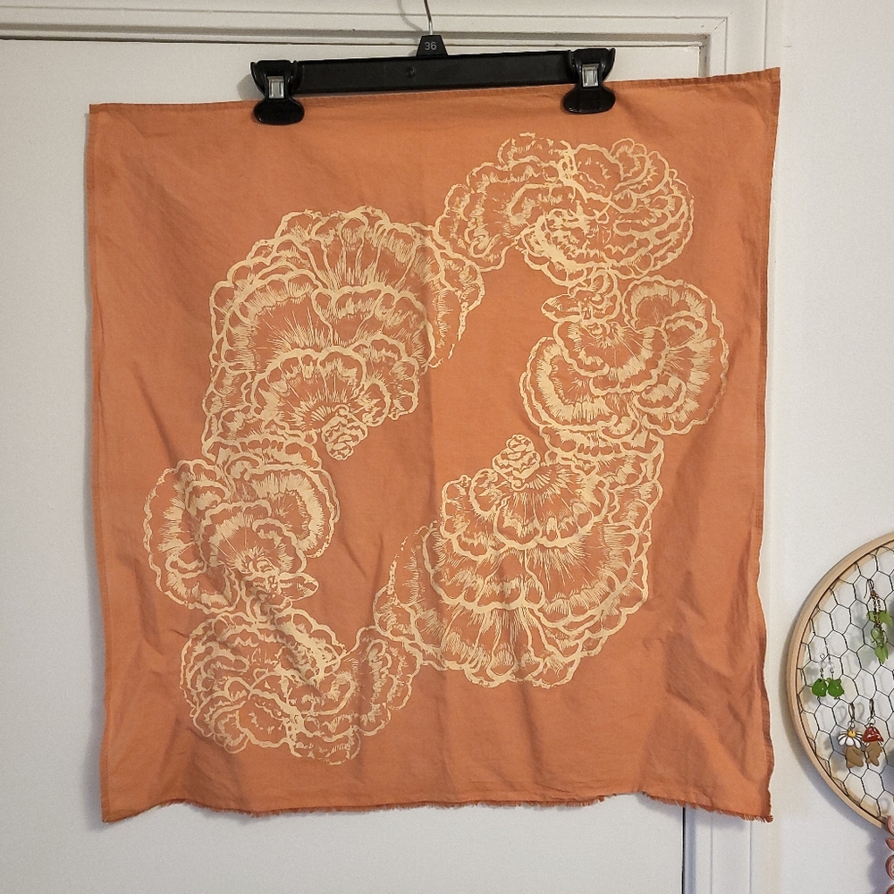 chicken of the woods handprinted bandana